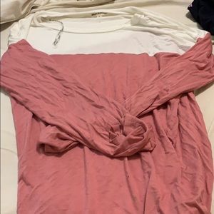 oversized soft tee with white and pink
